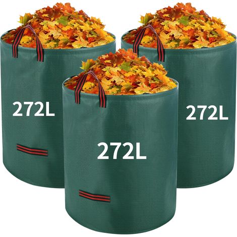 3 Sac Dechets Verts de jardin de 272 L, Sac Jardin Dechets Verts, Sac De Jardin Dechet Vert, pliables et portables, Big Bag adapté aux feuilles, aux déchets de pelouse, aux déchets de jardin (1/5)