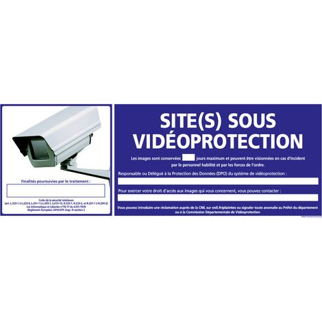PANNEAU SITE(S) SOUS VIDEO PROTECTION (G1196) - Plastique PVC 1,5 mm - 210 x 75 mm