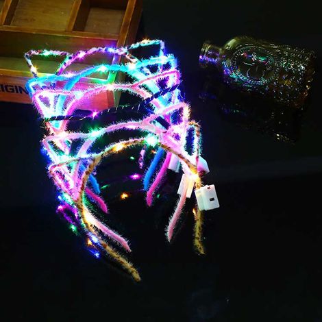 Lot de 10 serre-têtes lumineux à oreilles de chat LED (modèle aléatoire), parfaits pour les fêtes et concerts. (1/5)