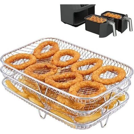 Grille pour Friteuse à air Multifonction Trois Couche Empilable Compatible avec la NINJA Friteuse Sans Huile Dual Zone Foodi [AF400EU]/[AF300EU], Accessoire pour Air Fryer (1/4)