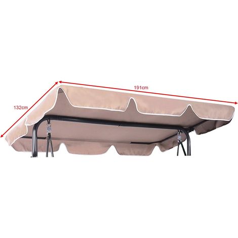 Toit de Rechange pour Balancelle de Jardin Anti-UV, Toit Balancelle en Tissu Oxford imperméable 600D Imperméable avec Largeur de Bord 12cm Dimension 191x132 cm (Beige)