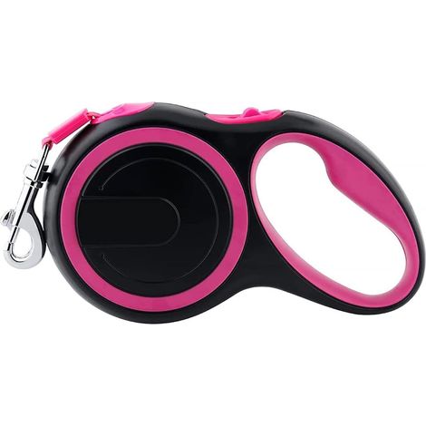 Laisse rétractable de 5 m (16 pi) en nylon résistant et robuste pour chiots de taille moyenne, avec chaîne flexible antidérapante pour l'entraînement des animaux de compagnie. (1/4)