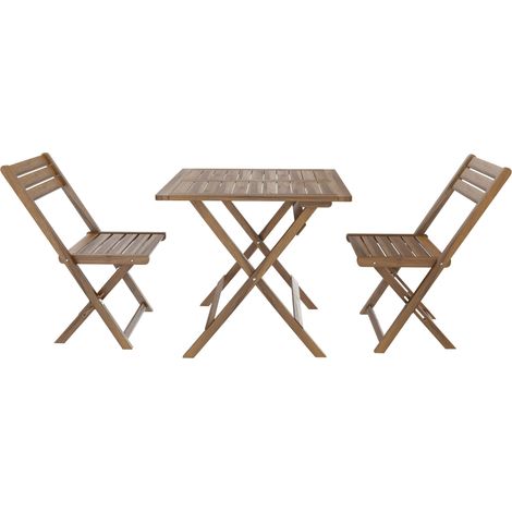 Set Tavolino E 2 Sedie Bistrot In Legno Acacia Pieghevole Portatile Facile Da Chiudere Comodo Trasporto Tavolo Quadrato Esterno Giardino Terrazza Campeggio Picnic Semplice Elegante 74 x 70 x 70 Cm (1/5)