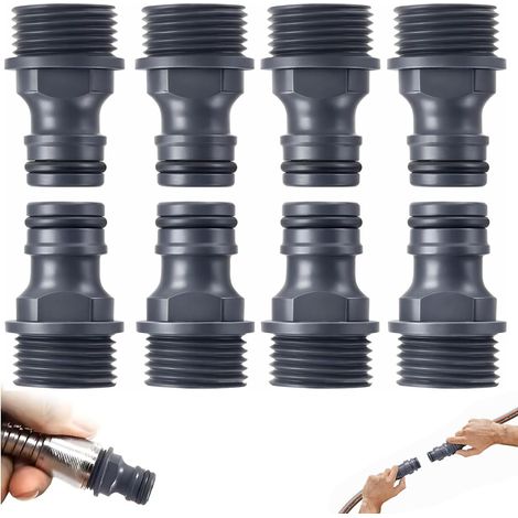 Lot De 8 Raccord Tuyau D'arrosage 1/2 Pouce Filetage Mâle Adaptateur Embout Tuyau Arrosage Connecteur Robinet Jardin Système Irrigation Raccord Rapide Durable Pour Tuyau (1/5)