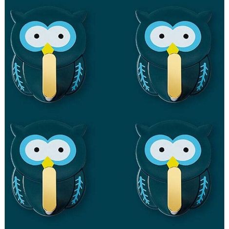 (Vert)4 Pièces Crochets Hibou, Crochets Adhesifs pour Enfants, Crochets Porte Manteau Mural (1/4)