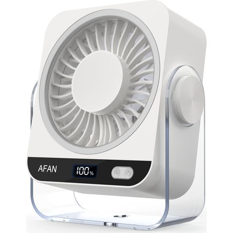 Ventilateur de bureau rechargeable : petit ventilateur à piles 5000 mAh, affichage numérique 199 vitesses, inclinaison réglable à 120°, ventilateur de table silencieux de 16,8 cm pour chambre (1/5)