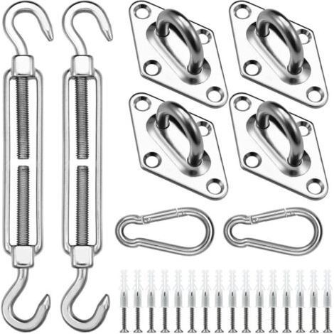 Kit de Fixation pour Voile d'ombrage, 304 Kit de matériel de Pare, pour Carré Voile d'ombrage,Toile d'ombrage Triangulaire, (1/5)