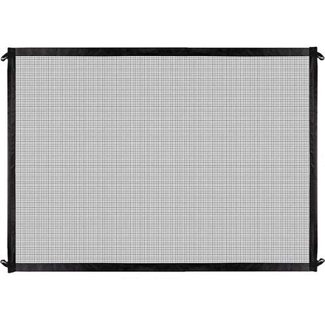 Barrière de sécurité extensible Kit 2 tubes + 4 crochets En tissu Oxford 420D S (110x72cm) ou L (180x72cm) Noir ou Beige Pour bébés et animaux (1/5)