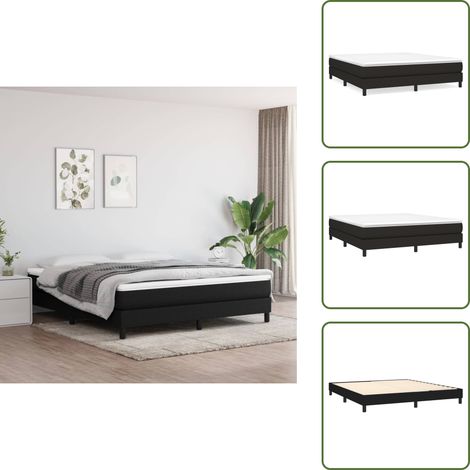 Bettgestell ohne Matratze Schwarz 180x200 cm Stoff - Bettes Gestell - Doppelbett - Boxspringbetten - Lattenrost - Schlafzimmer Möbel (1/5)