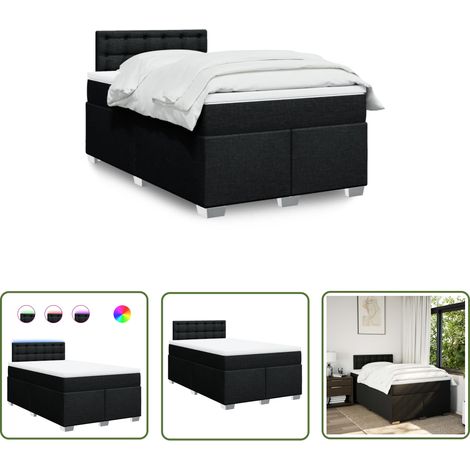 vidaXL Boxspringbett mit Matratze Schwarz 120x200 cm Stoff (1/5)