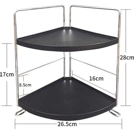 [JAMAIS UTILISÉ]Organisateur de comptoir de salle de bain d'angle à 2 niveaux, support de vanité d'installation sans outil, petit plateau de maquillage de comptoir en plastique, support de rangement d (1/5)