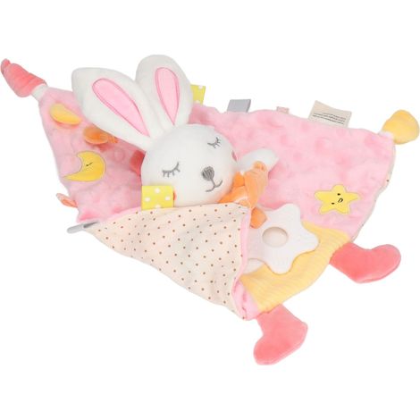 Couverture de sécurité pour bébé, douce et à mâcher, en forme de lapin rose, serviette apaisante et sécurisante pour la chambre à coucher (1/5)