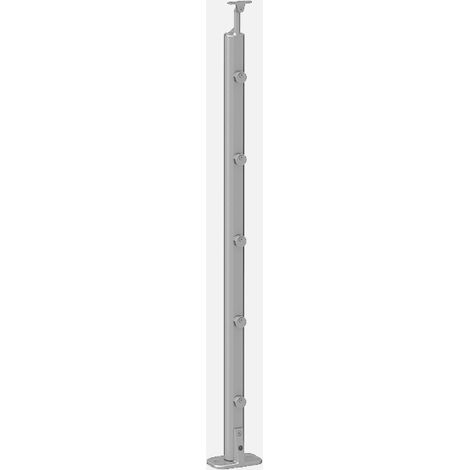 Kordo – Poteau de garde corps en aluminium 972mm – Support main courante inclinable – Résistant aux intempéries – Made in France