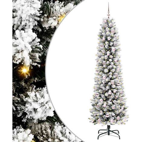 Sapin de Noël  Arbre de Noël artificiel Blanc 210 cm PVC, métal et plastique (1/5)