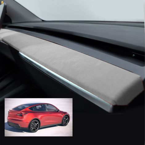 (T04) Garniture de tableau de bord en Alcantara pour Tesla Model 3/Y 2019-2023 Gris (1/5)