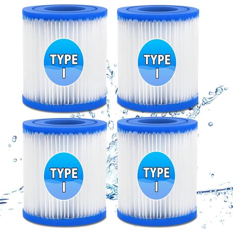 Lot de 4 cartouches filtrantes de type I pour filtre de piscine Bestway taille 1 (taille I), compatible avec les filtres de piscine et spa Bestway. Installation facile. Filtre de nettoyage pour piscin (1/5)