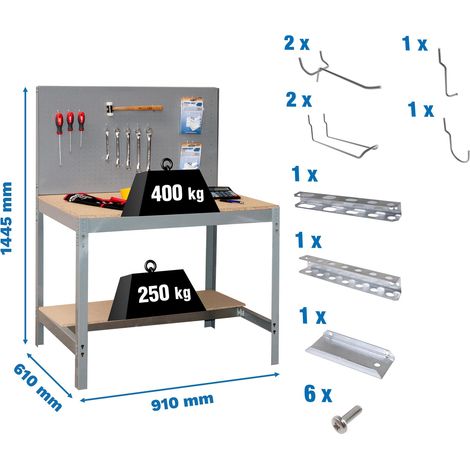 Simonrack Pack Simonwork BT2 900 grau und Holz Werkbank