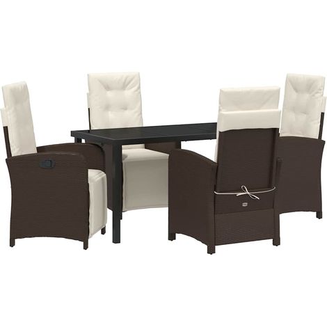 Maison Exclusive - Garten Essgruppe 5 Stk. Braun Poly-Rattan (1/5)