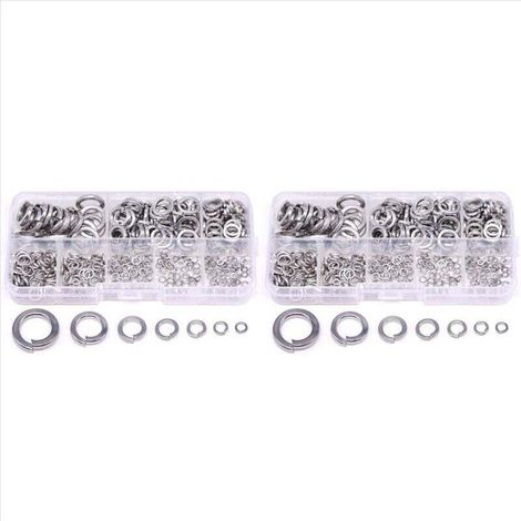 Rondelles à ressort, assortiment de rondelles en acier inoxydable 304 (820 pièces, 8 tailles) (1/4)