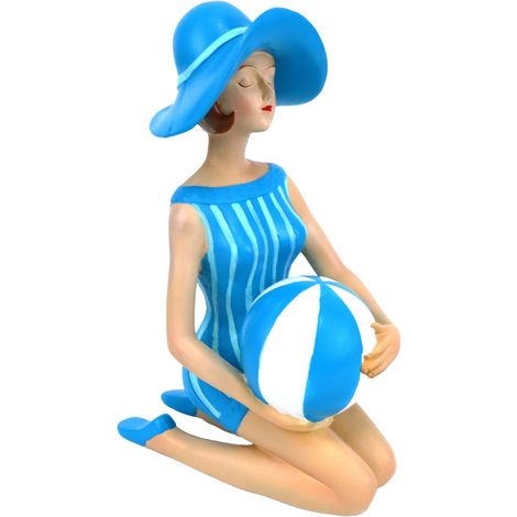 Statuina decorativa in resina raffigurante un marinaio in bagnante, stile nautico, decorazione per la casa, regalo originale, dettagli blu