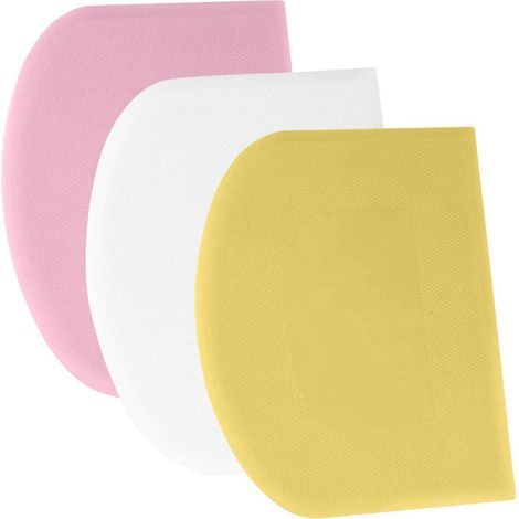 Teigschaber Set 3 Stück, flexibel, BPA-frei, mit scharfer Kante, gelb+weiß+rosa