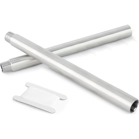 2 Pcs 300mm 3/4" Femelle x 3/4" Male BSP Nipple Cast Pipe 304 Stainless Steel Pipe Fittings (1/4)
