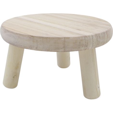 Holz Blumenhocker natur mit 3 Beinen - 21 cm - Massivholz Pflanzenständer rund naturbelassen