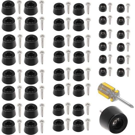 130 piezas de patas de goma redondas para sillas, color negro, para cortar y atornillar.
