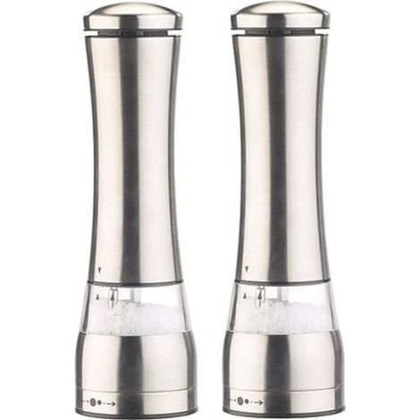 2 moulins poivre et sel électrique en inox avec broyeur en céramique - 21,5 cm (1/4)