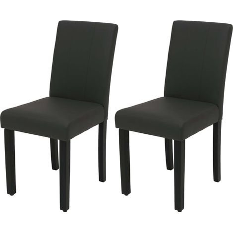 2er-Set Esszimmerstuhl HHG-716d, Küchenstuhl Polsterstuhl Lehnstuhl, Kunstleder dunkelgrau