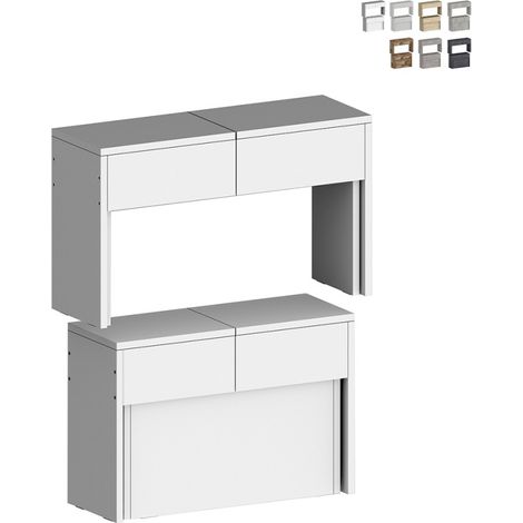Juego de 2 bancos extensibles 66 - 290 cm para mesa de comedor Pratika A + B - Blanco brillante (1/5)