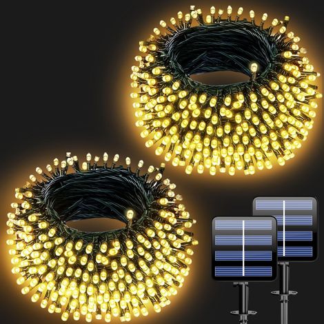 Guirlandes Lumineuses Solaires Étanches - 20m 200 LED pour Pergola/Mur/Clôture, Jardin, Extérieur  8 Modes de Clignotement  Autonomie 8-10h  IP65  Décoration Festive Écologique