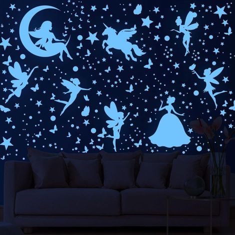 HOXILEELEO - 1pc Fée Etoiles Phosphorescentes Plafond Etoile Fluorescente Chambre Enfant Licorne Papillon Points Fluorescente (1/5)
