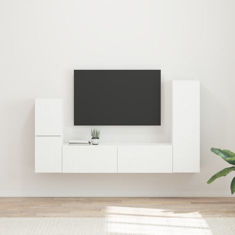 TV-Schrankset Wandmontiert 4 pcs Weiß Holzwerkstoff