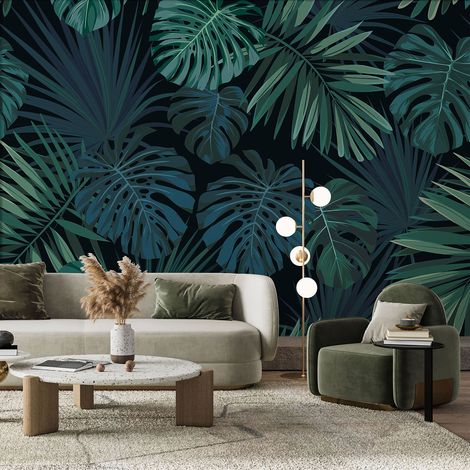 Papier peint panoramique - Feuilles tropicales - 130 cm x 93 cm (1/4)