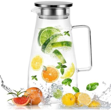 Carafe Eau - AUTREMENT - 1.8L - Verre Borosilicaté - Couvercle Acier Inoxydable - Anti-Gouttes PICHET (1/5)