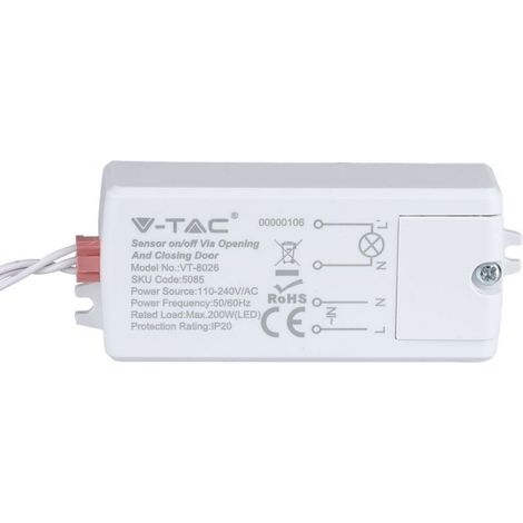 V-TAC Infrarot-Bewegungsmelder 30° Aktivierung durch Türöffnung/-schließung IP20