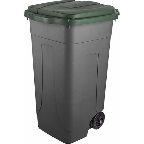 Bidone raccolta differenziata Mobil Plastic Lt. 80 con ruote - Fondo grigio e coperchio verde