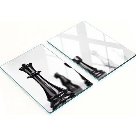 Küchenschneidebretter aus Glas mit Schachfigurenmotiv, 2 x 40 x 52 cm (1/5)
