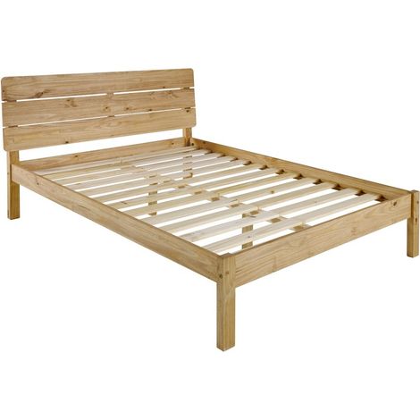 Ronan 4 Feet 6 Inches Bed Frame - L201 x W150 x H98 cm - Waxed Pine