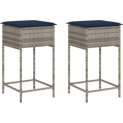 Maison Exclusive - Sgabelli da giardino con Cuscini 2 pz in Polyrattan Grigio