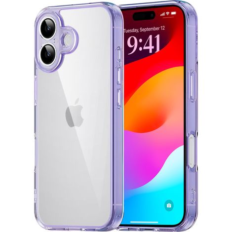 Custodia per iPhone 17 con protezione per la fotocamera, trasparente con cornice viola (1/5)