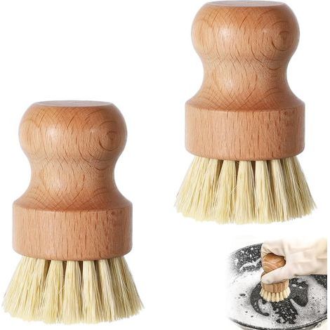 2-teiliges Geschirrbürsten-Set aus Holz, runde Pilzbürste, multifunktionale Gemüsebürsten, Küchenbürsten zum Spülen von Geschirr, Töpfen, Spülbecken, Obst und Gemüse (1/5)