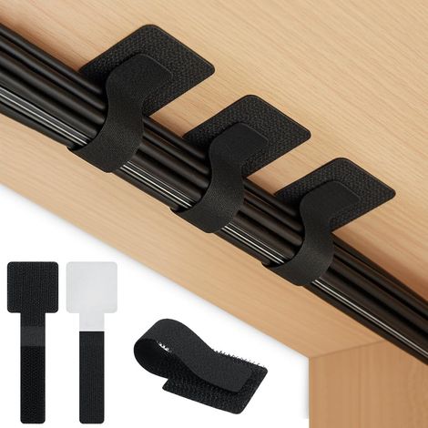 Lot de 50 Attaches Autocollantes pour Rangement de câbles sous Le Bureau (1/5)