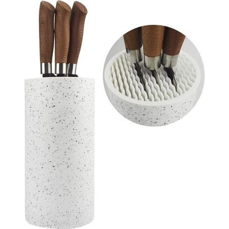 Support de rangement pour couteaux Universal Freedom, bloc porte-couteaux sans couteaux, porte-couteaux rond en résine - pois blancs en forme de flocons de neige (1/5)
