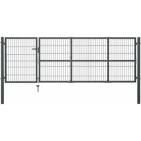 Portail de jardin avec poteaux, acier, 350 x 100 cm, anthracite