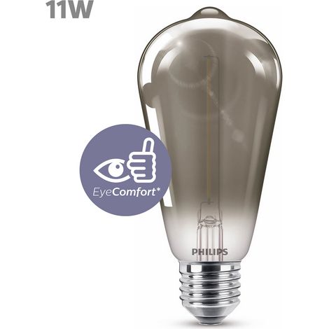 Philips ampoule LED Standard Edison Modern Filament Mini Smoky E27 11W Blanc Chaud, Verre (1/5)