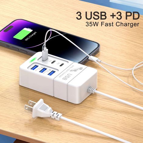 Chargeur rapide USB Type C PD 35 W, chargeur multiport USB, chargeur mural rapide, adaptateur hub USB, chargeur USB Type C pour téléphone portable, prise UE/US (1/5)
