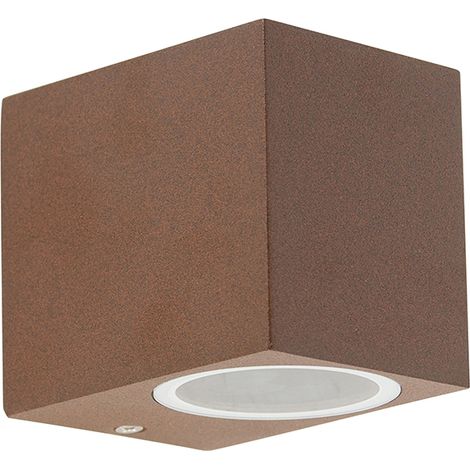 QAZQA Rústico Lámpara de pared inteligente marrón óxido IP44 con WiFi GU10 - Baleno Aluminio Rectangular Adecuado para LED Max. 1 x 4.5 Watt