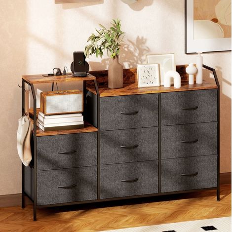 Cassettiera 8 cassetti con presa USB marrone OKMYHOME (1/4)